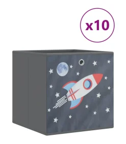 Opbergboxen 10 st inklapbaar 32x32x32 cm ongeweven stof grijs