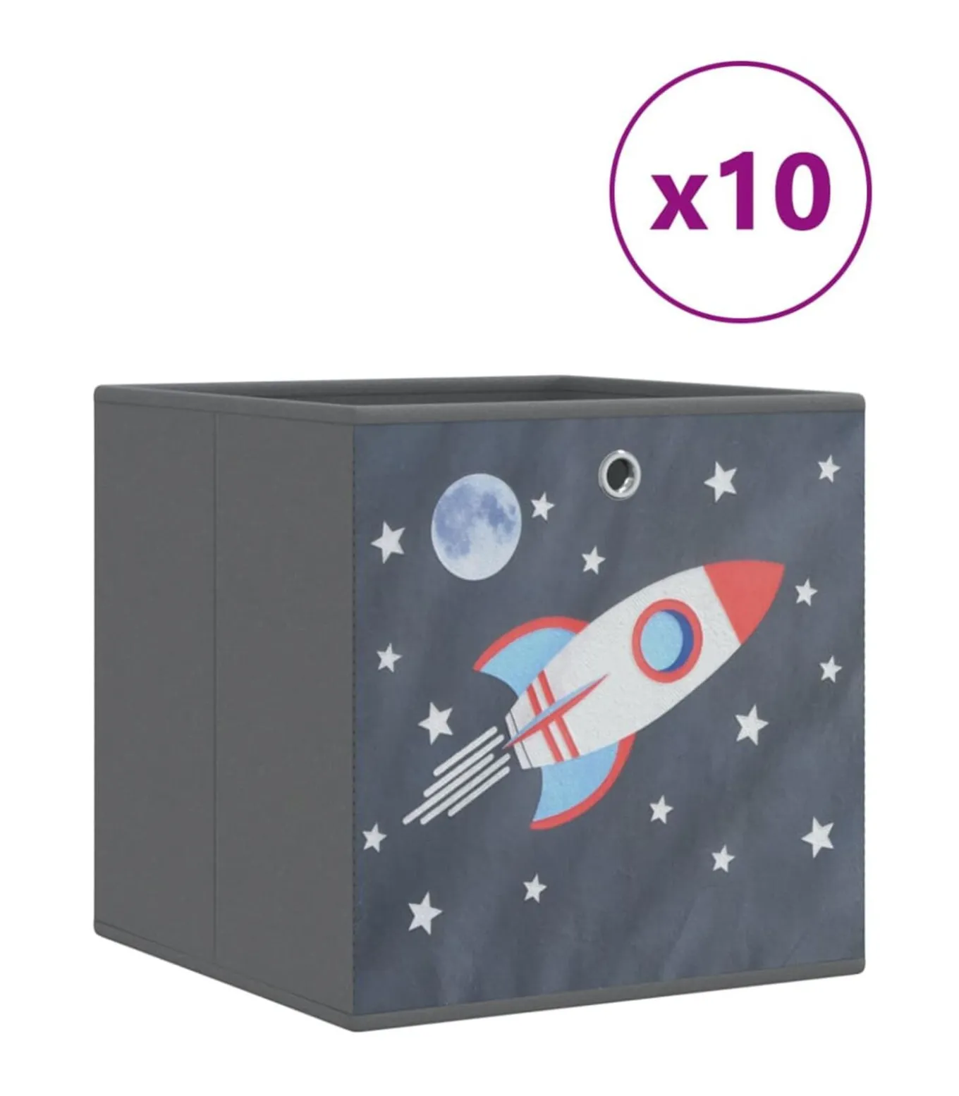 Opbergboxen 10 st inklapbaar 32x32x32 cm ongeweven stof grijs