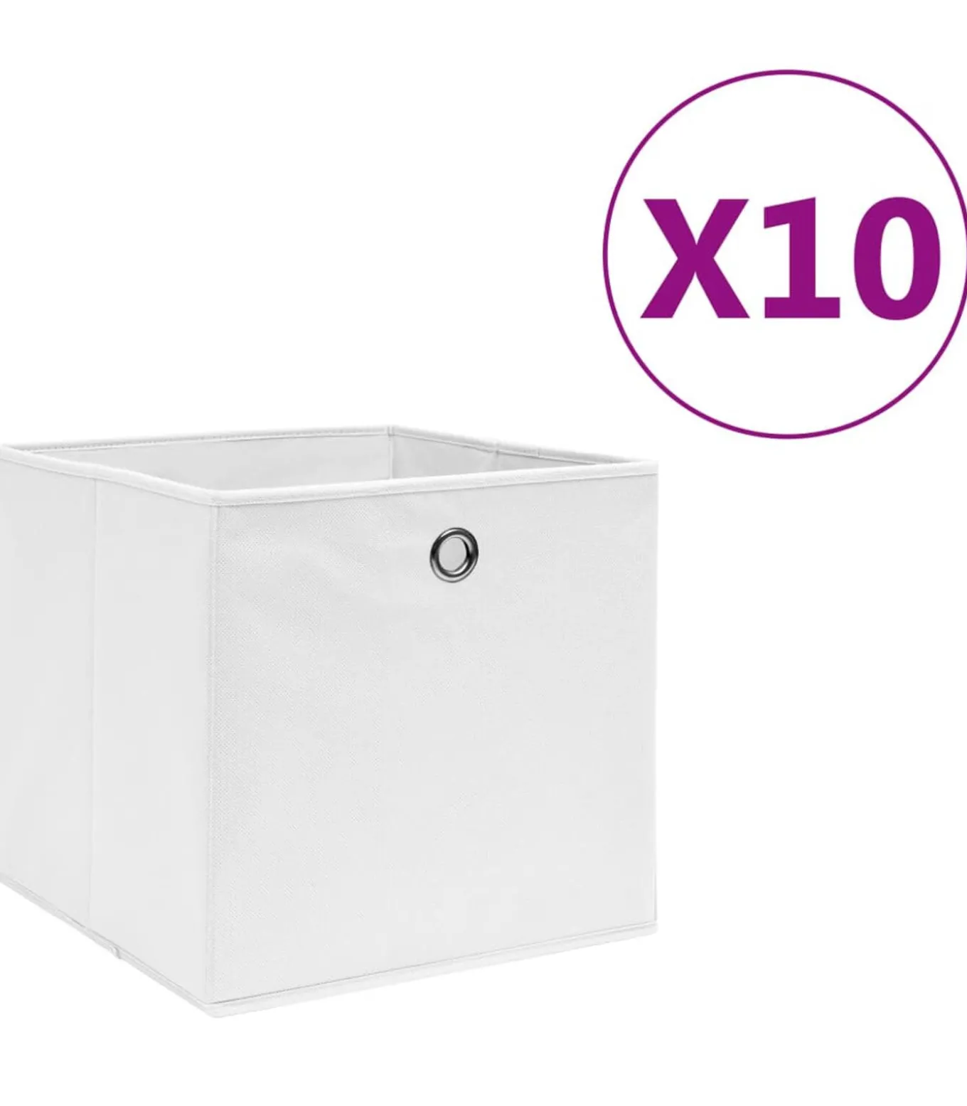 Opbergboxen 10 st 28x28x28 cm nonwoven stof wit