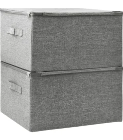 Opbergboxen 2 st 43x34x23 cm stof grijs