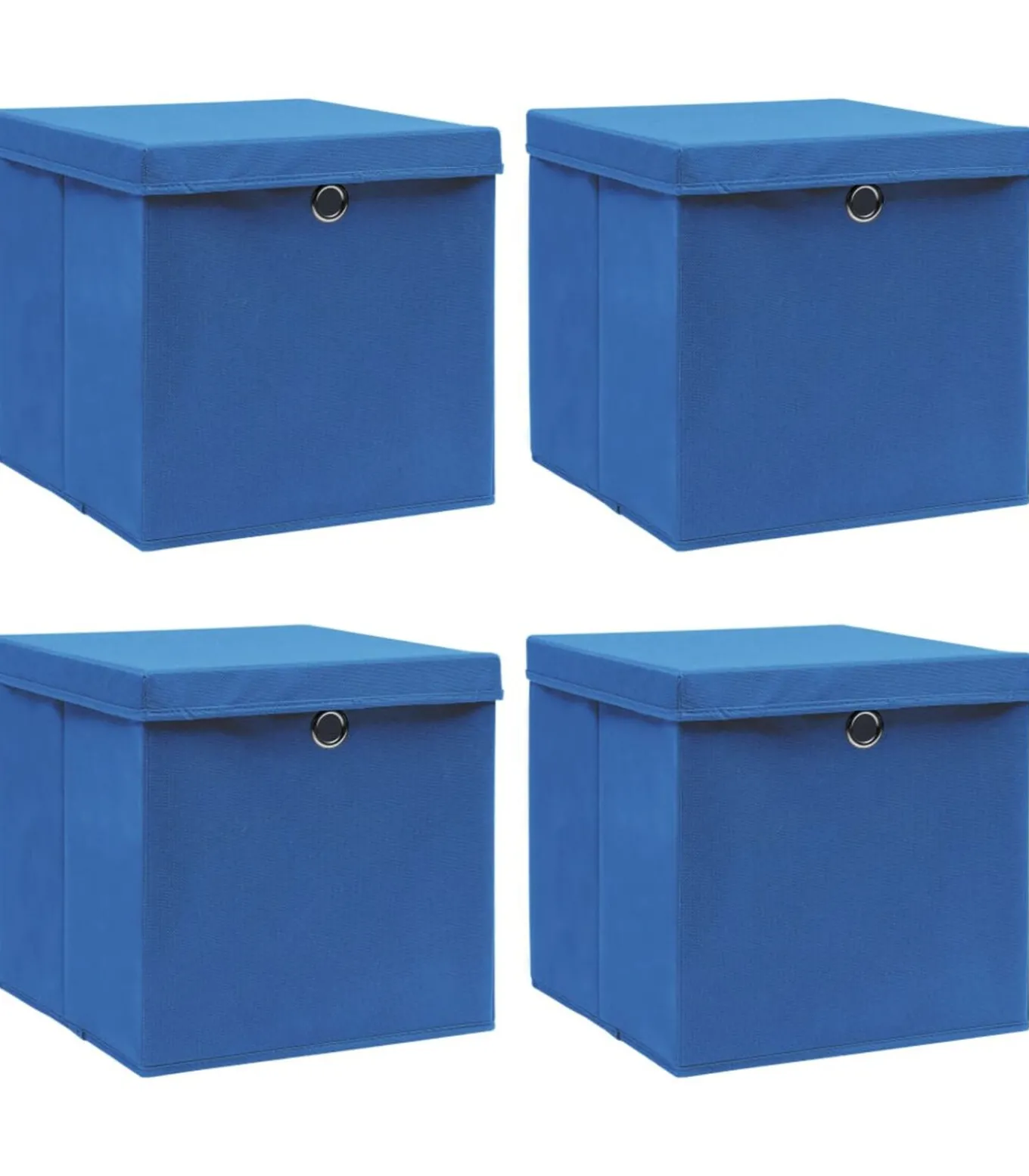 Opbergboxen met deksel 4 st 32x32x32 cm stof blauw