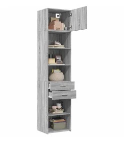 Opbergkast smal 50x42,5x225 cm bewerkt hout grijs sonoma eiken