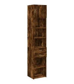 Opbergkast smal 45x42,5x225 cm bewerkt hout gerookt eikenkleur
