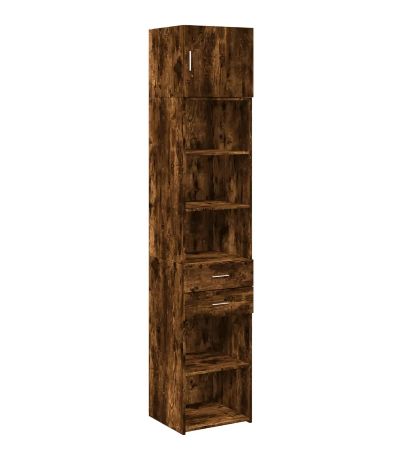 Opbergkast smal 45x42,5x225 cm bewerkt hout gerookt eikenkleur