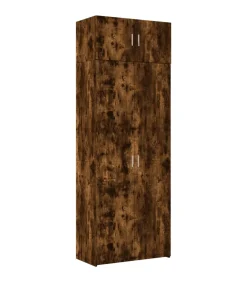 Opbergkast 80x42,5x225 cm bewerkt hout gerookt eikenkleur