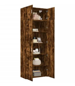 Opbergkast 80x42,5x225 cm bewerkt hout gerookt eikenkleur