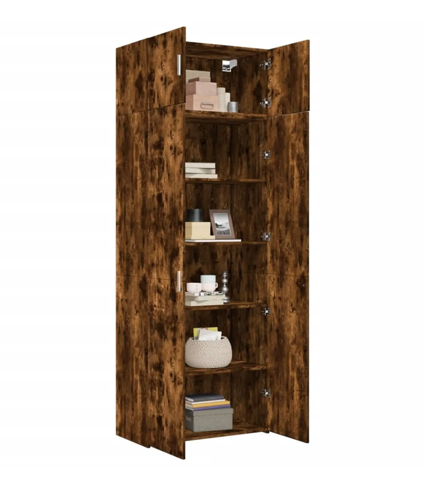 Opbergkast 80x42,5x225 cm bewerkt hout gerookt eikenkleur