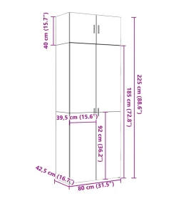 Opbergkast 80x42,5x225 cm bewerkt hout gerookt eikenkleur