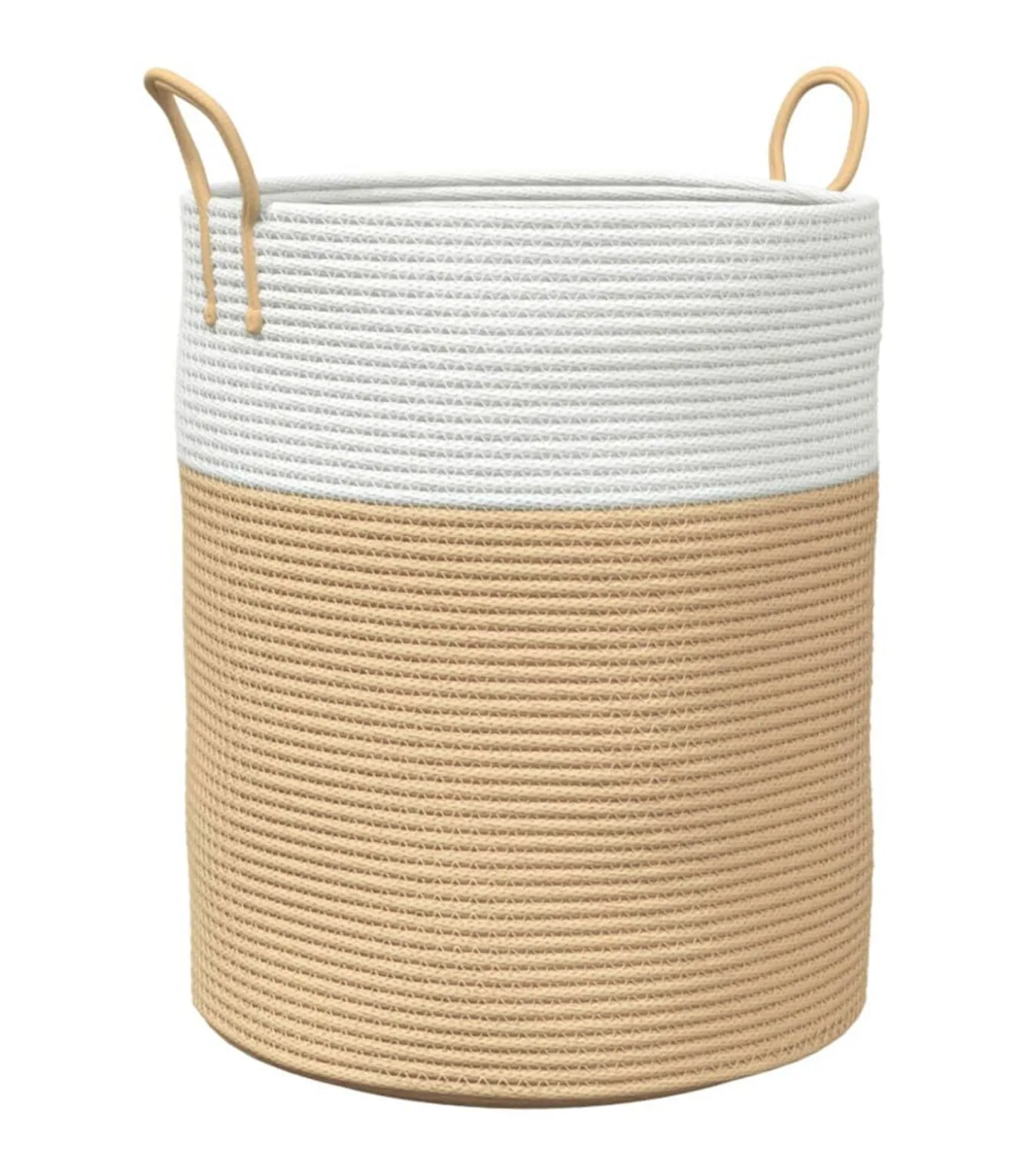 Opbergmand Ø 38x46 cm katoen beige en wit
