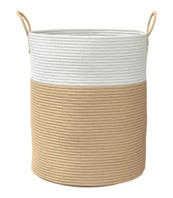 Opbergmand Ø 38x46 cm katoen beige en wit