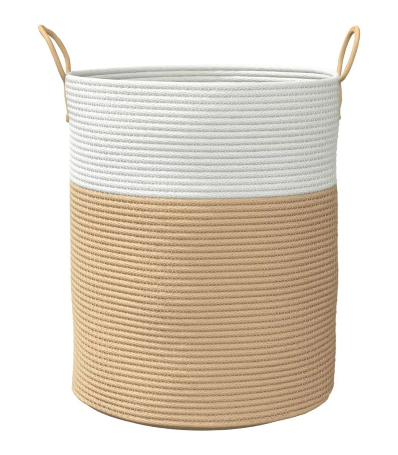 Opbergmand Ø 38x46 cm katoen beige en wit
