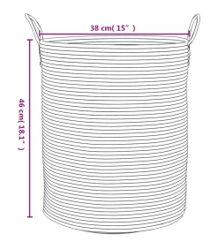 Opbergmand Ø 38x46 cm katoen beige en wit