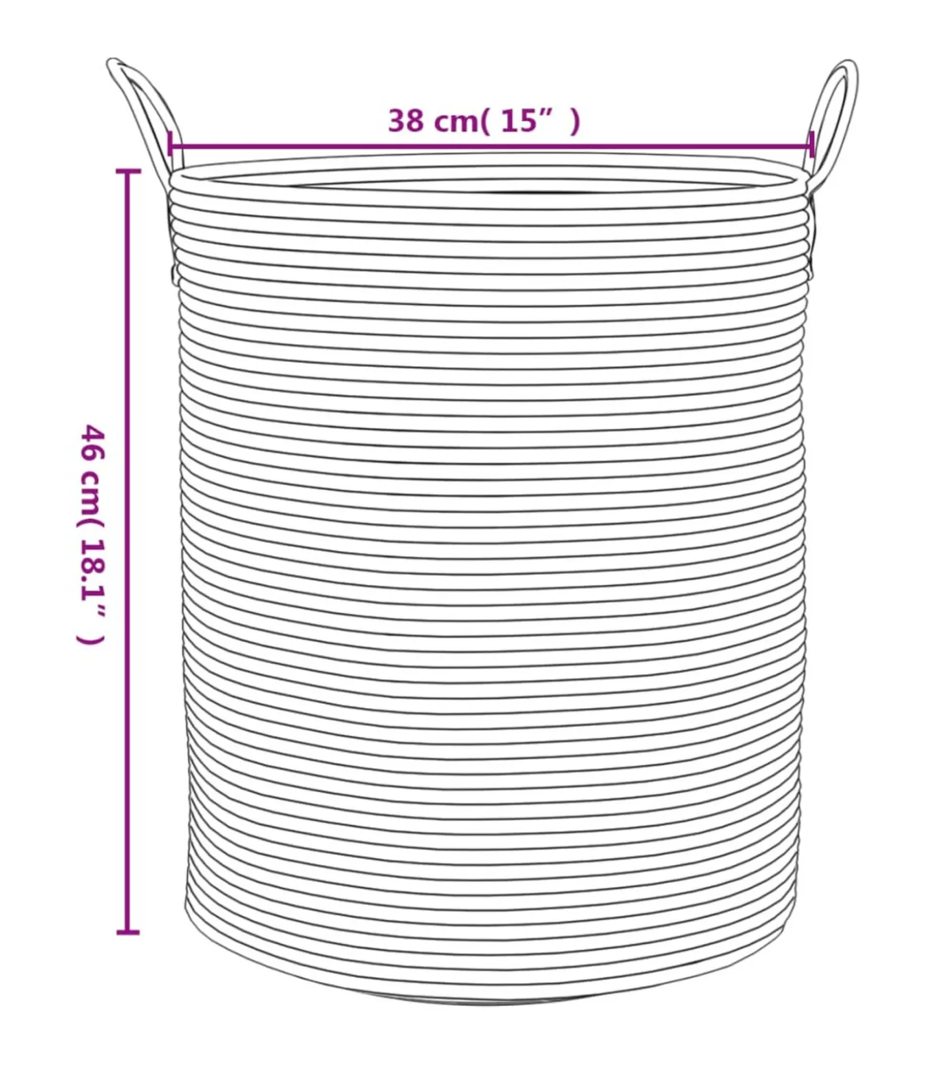 Opbergmand Ø 38x46 cm katoen beige en wit