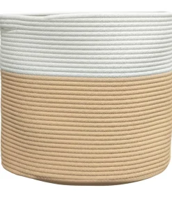 Opbergmand Ø 40x35 cm katoen beige en wit