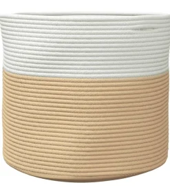 Opbergmand Ø 40x35 cm katoen beige en wit