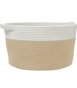 Opbergmand Ø 40x25 cm katoen beige en wit