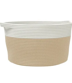 Opbergmand Ø 40x25 cm katoen beige en wit