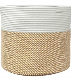 Opbergmand Ø 40x35 cm katoen bruin en wit