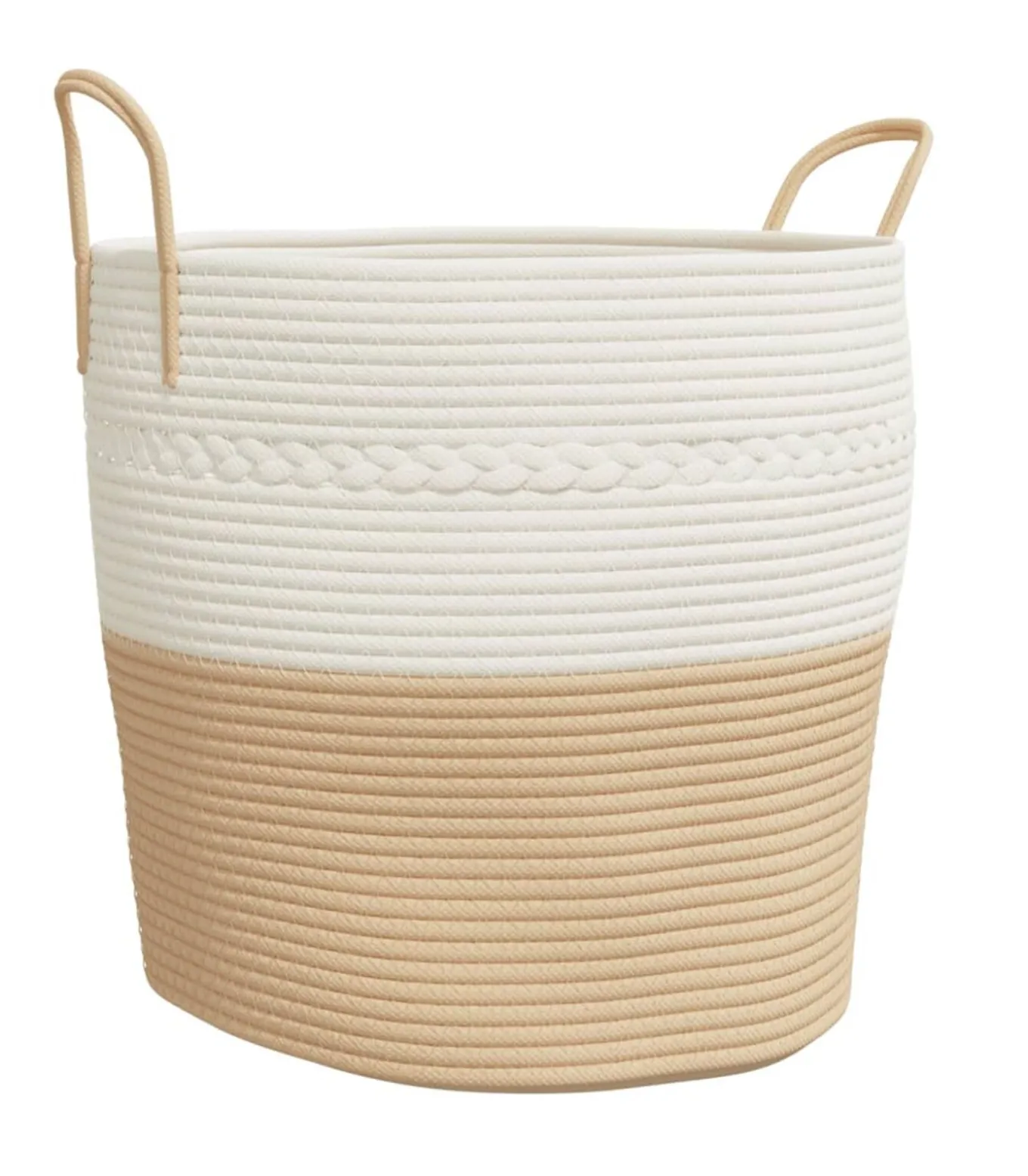 Opbergmand Ø 43x38 cm katoen beige en wit
