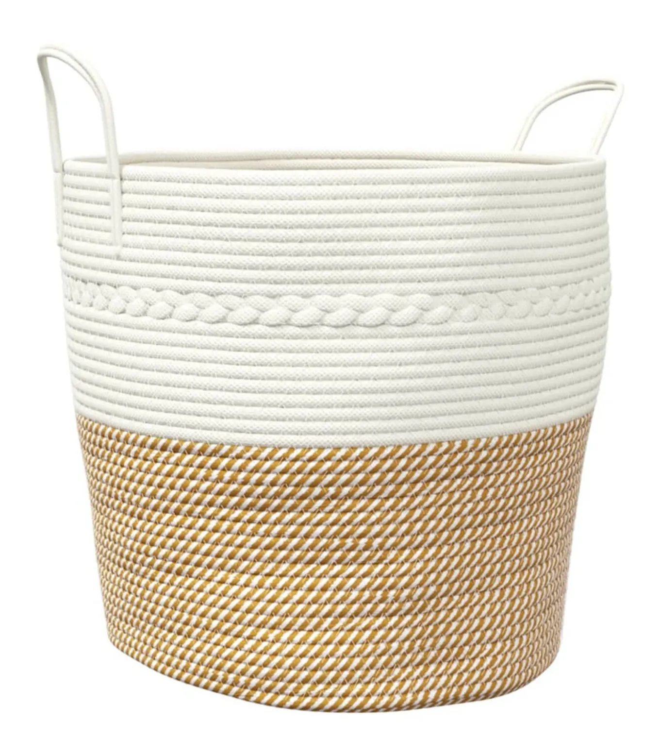 Opbergmand Ø 43x38 cm katoen bruin en wit