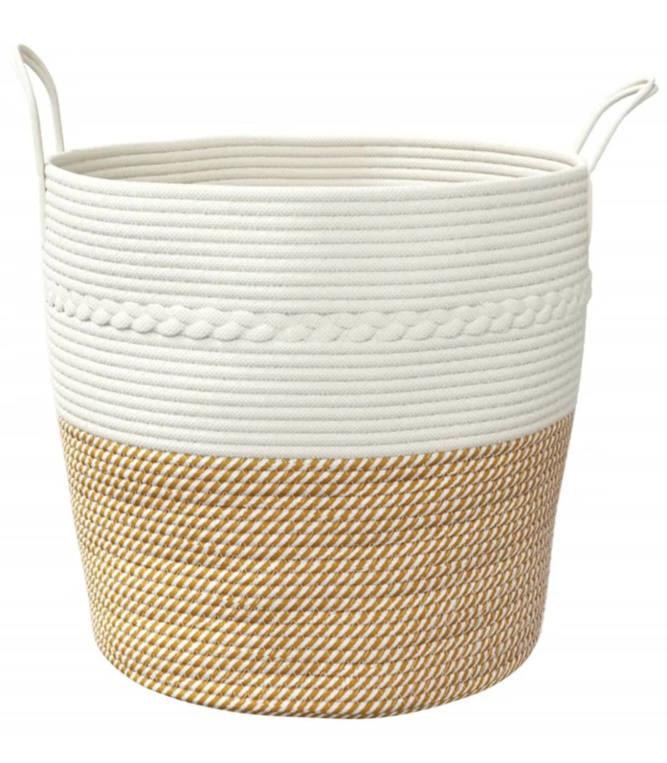 Opbergmand Ø 43x38 cm katoen bruin en wit