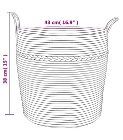 Opbergmand Ø 43x38 cm katoen bruin en wit