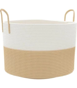 Opbergmand Ø 51x33 cm katoen beige en wit