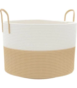 Opbergmand Ø 51x33 cm katoen beige en wit