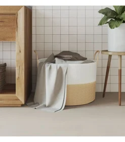 Opbergmand Ø 51x33 cm katoen beige en wit