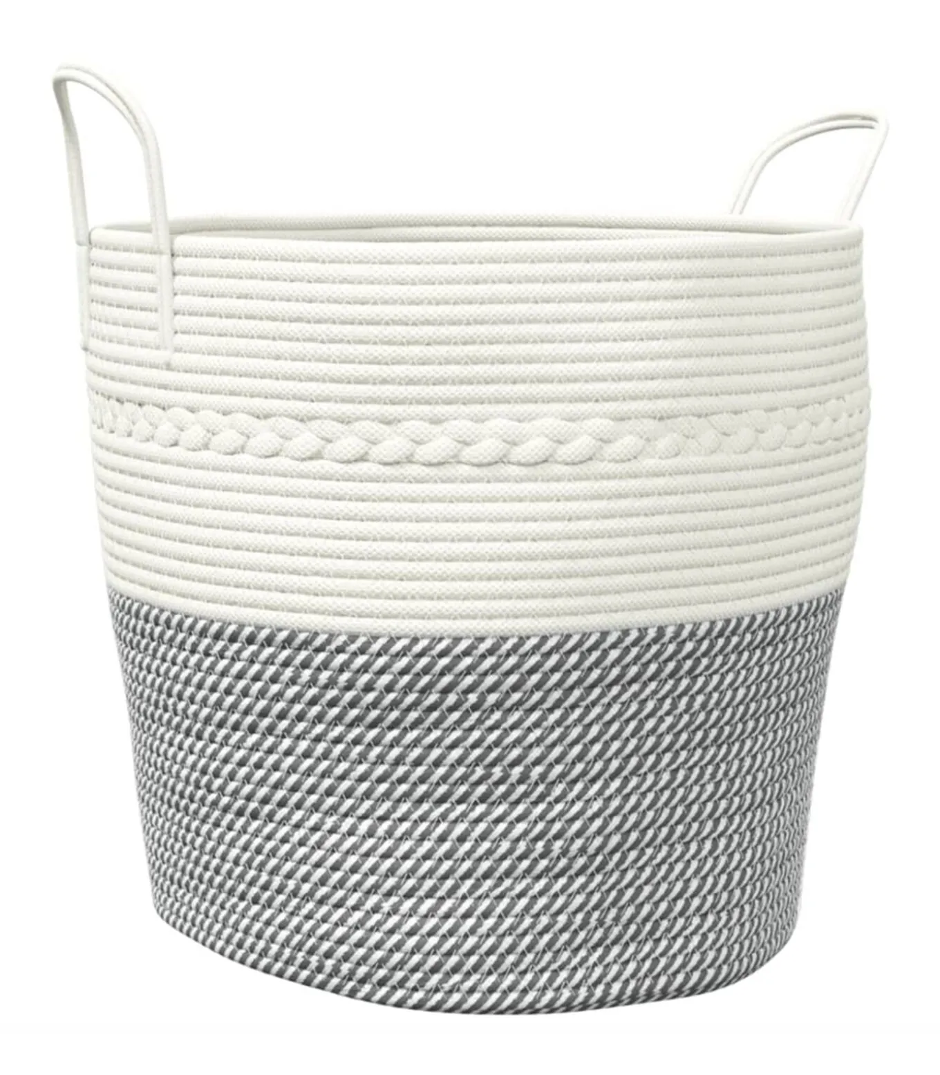 Opbergmand Ø 43x38 cm katoen grijs en wit