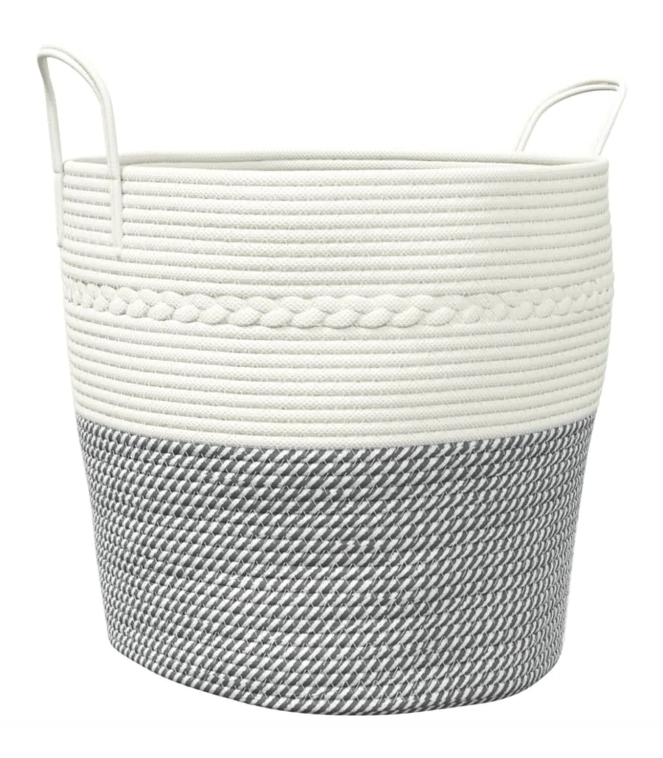 Opbergmand Ø 43x38 cm katoen grijs en wit