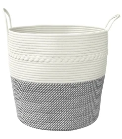 Opbergmand Ø 43x38 cm katoen grijs en wit