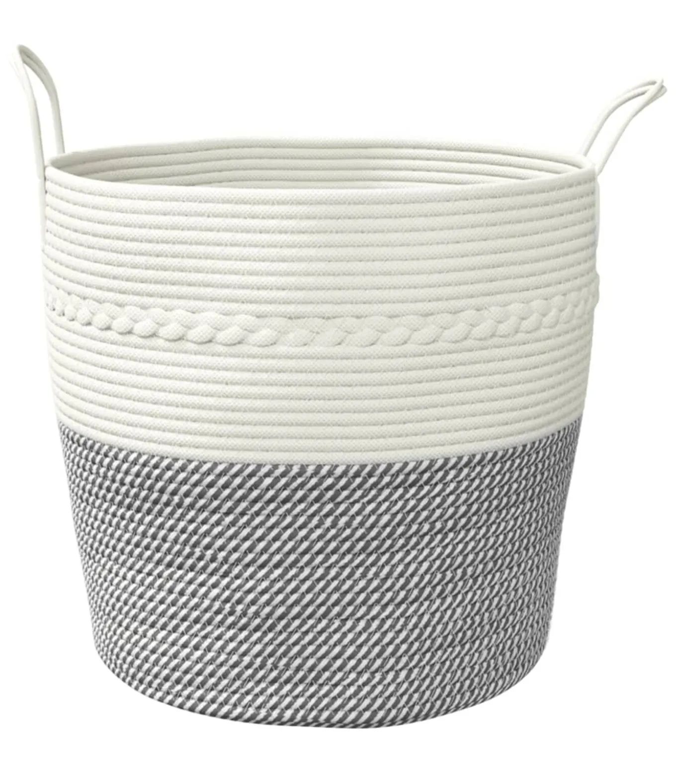 Opbergmand Ø 43x38 cm katoen grijs en wit