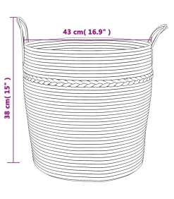 Opbergmand Ø 43x38 cm katoen grijs en wit