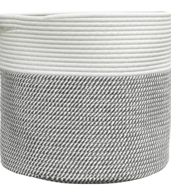 Opbergmand Ø 40x35 cm katoen grijs en wit