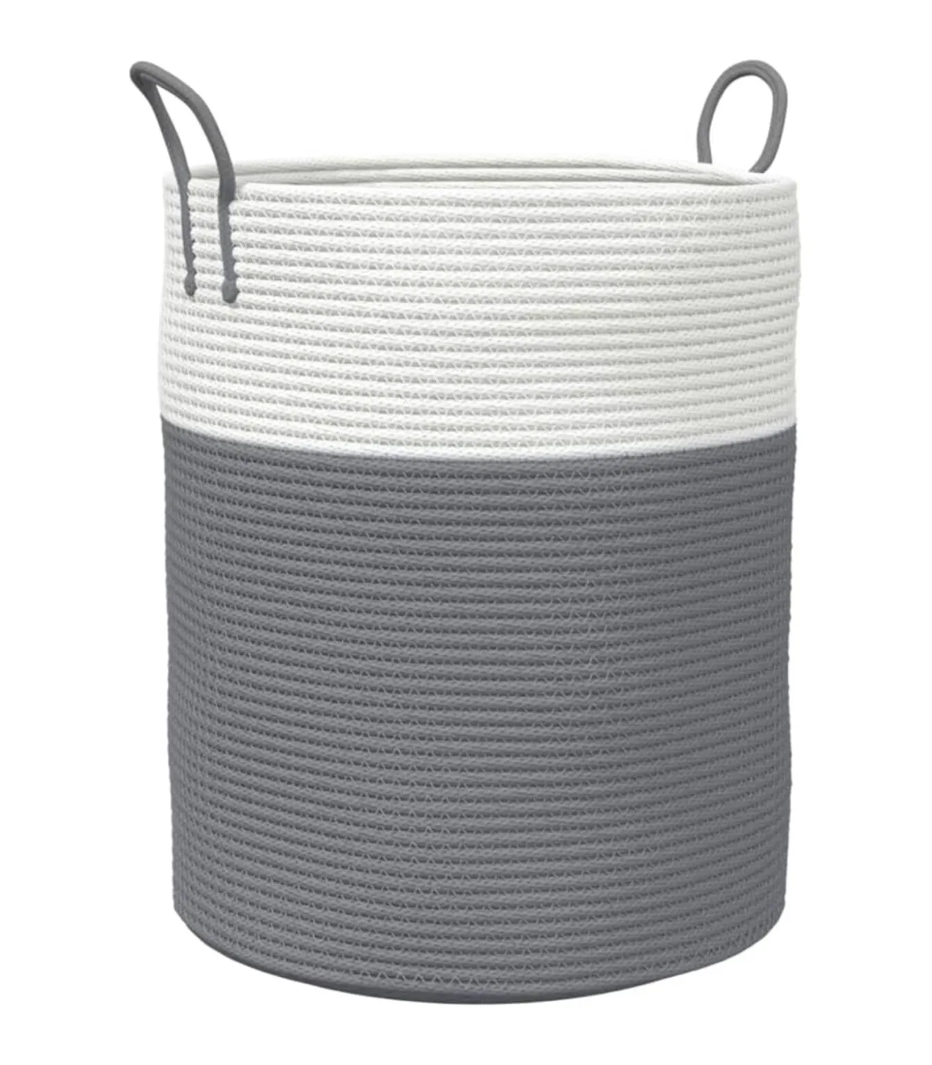 Opbergmand Ø 38x46 cm katoen grijs en wit