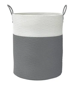 Opbergmand Ø 38x46 cm katoen grijs en wit