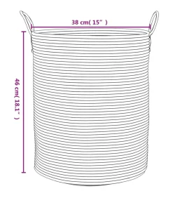 Opbergmand Ø 38x46 cm katoen grijs en wit