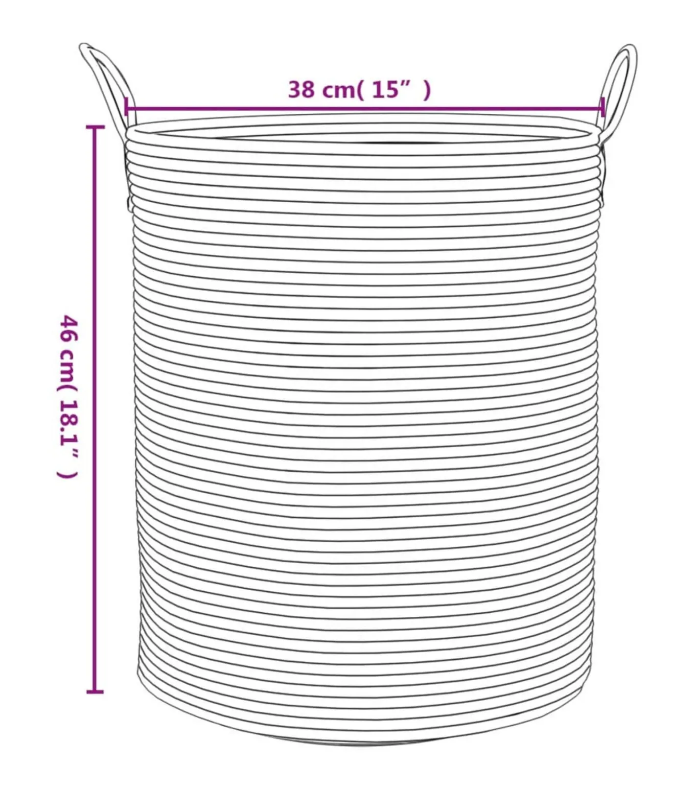 Opbergmand Ø 38x46 cm katoen grijs en wit