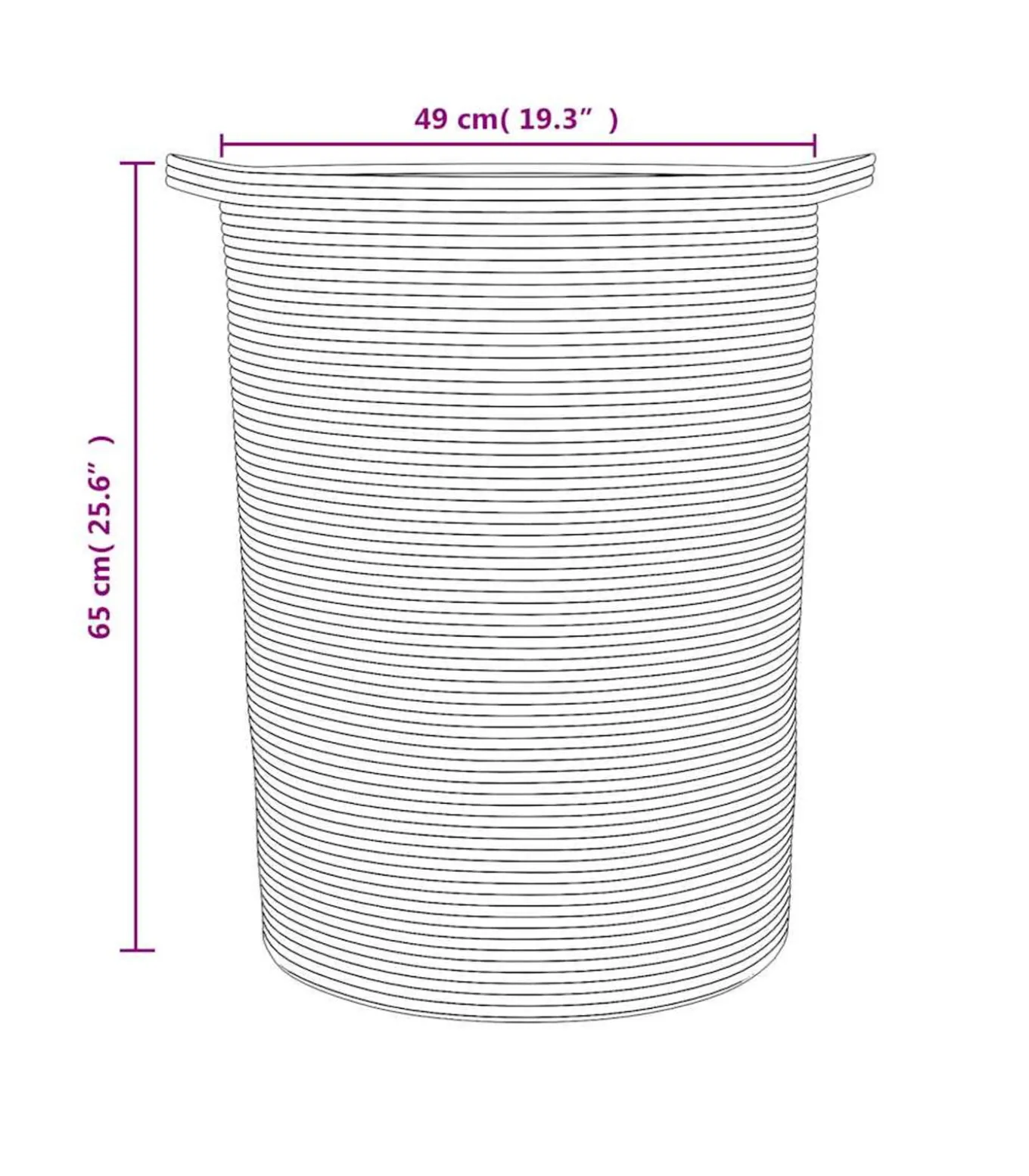 Opbergmand Ø 49x65 cm katoen zwart en wit