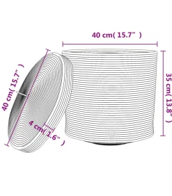 Opbergmand met deksel Ø 40x35 cm katoen wit en zwart