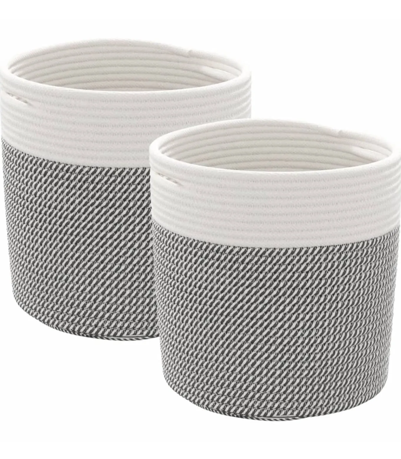 Opbergmanden 2 st Ø 28x28 cm katoen grijs en wit