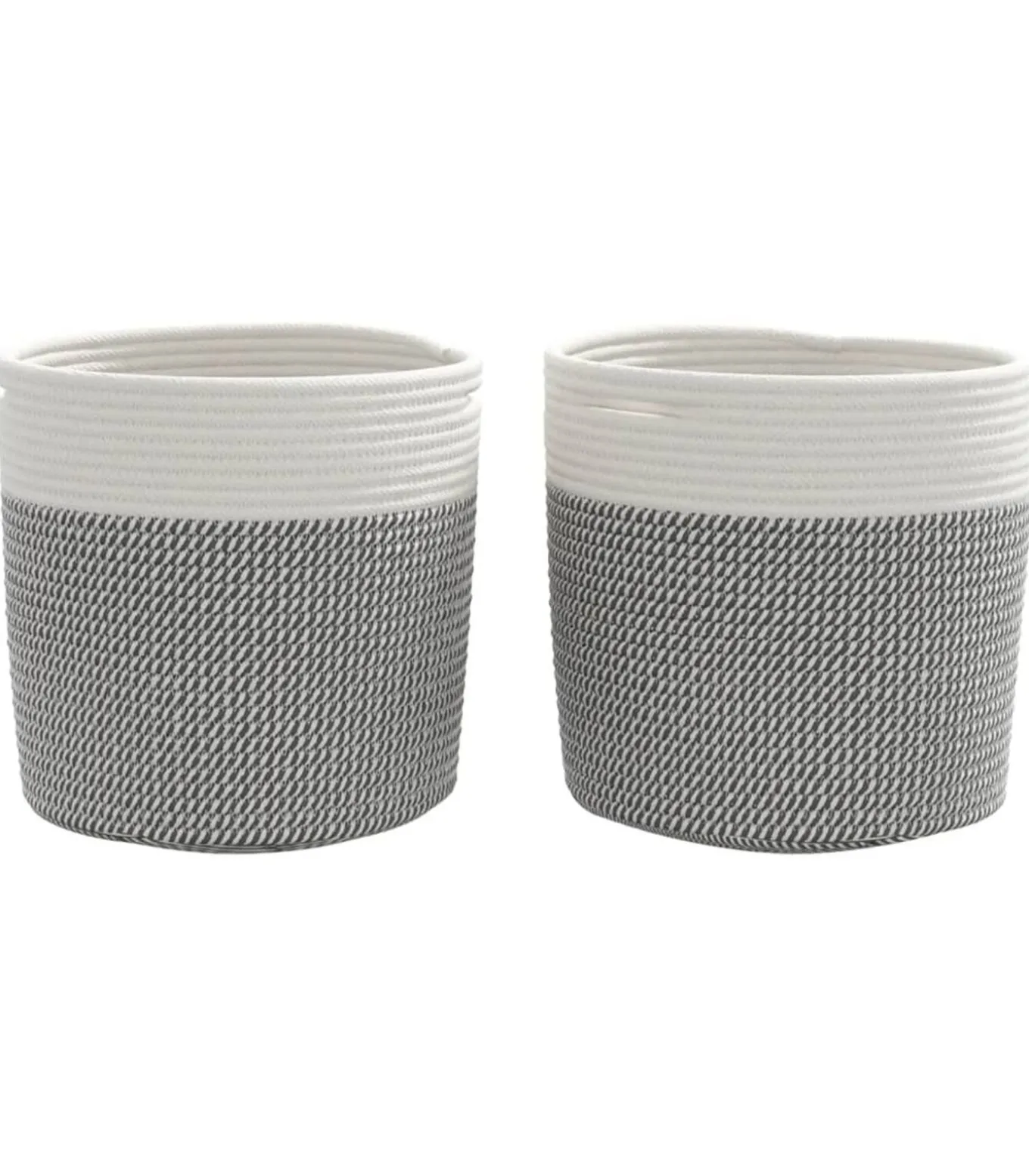 Opbergmanden 2 st Ø 28x28 cm katoen grijs en wit