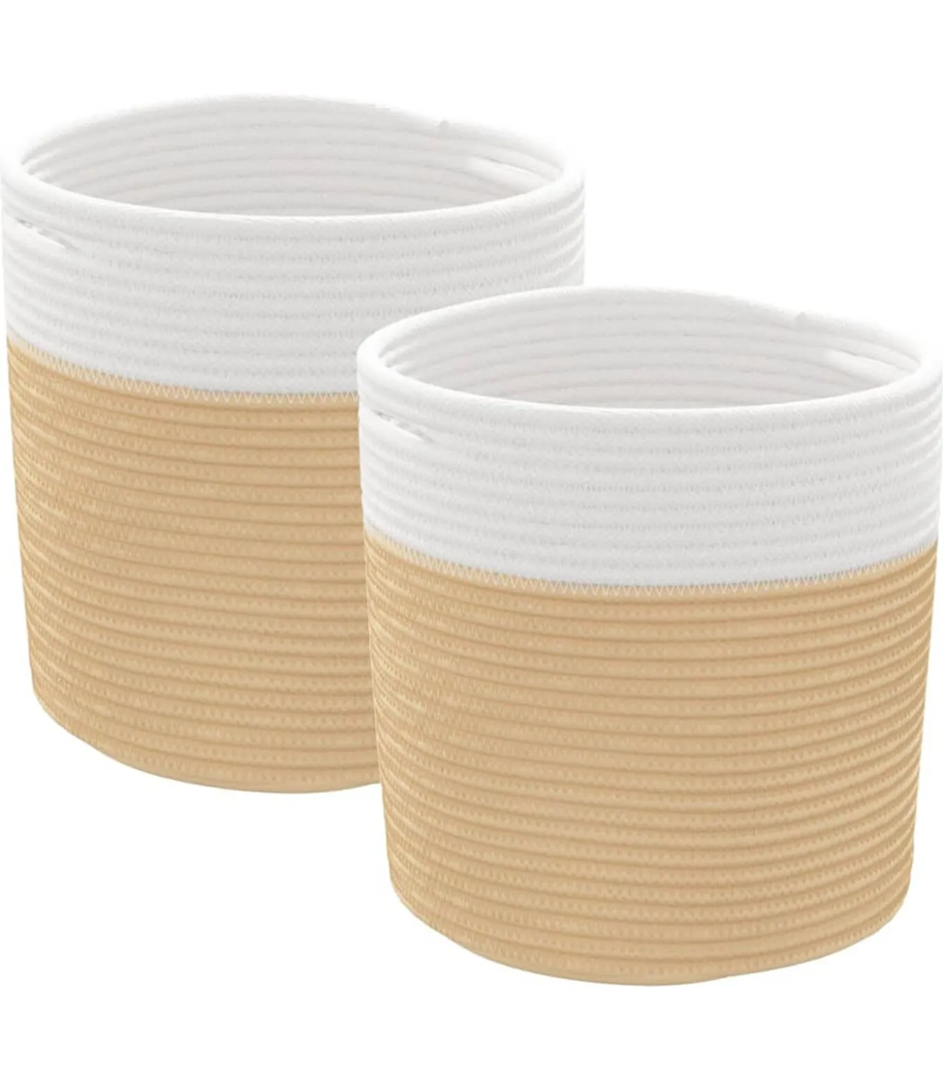 Opbergmanden 2 st Ø 28x28 cm katoen beige en wit