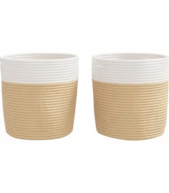 Opbergmanden 2 st Ø 28x28 cm katoen beige en wit