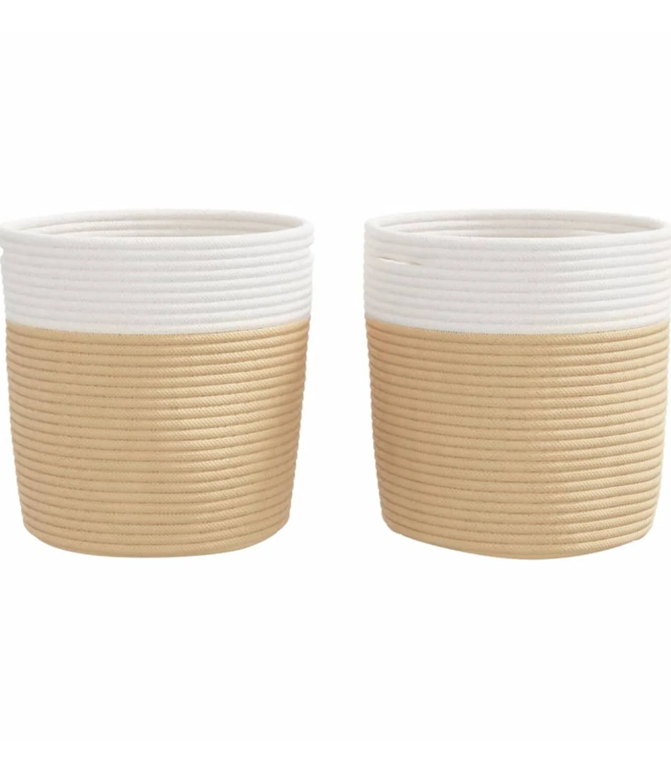 Opbergmanden 2 st Ø 28x28 cm katoen beige en wit