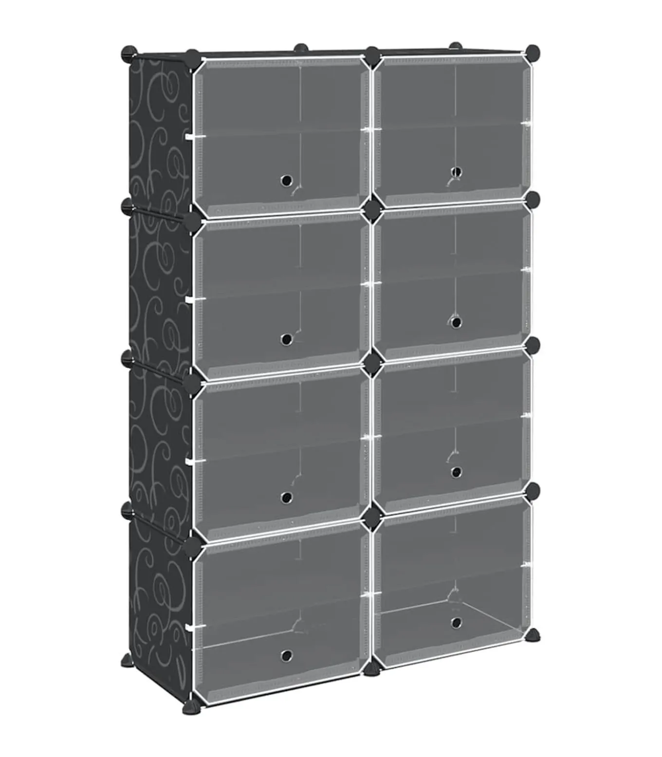 Opbergmeubel met 8 vakken en deuren polypropeen zwart