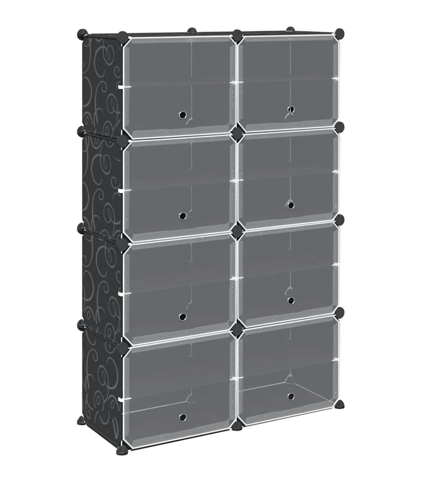 Opbergmeubel met 8 vakken en deuren polypropeen zwart