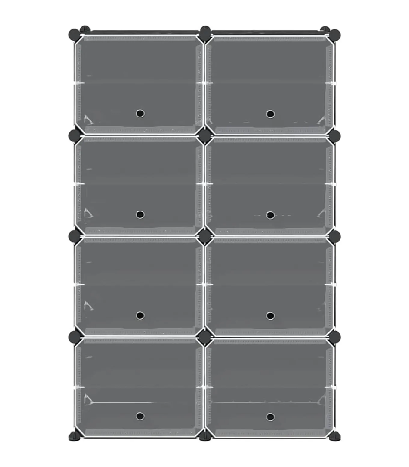 Opbergmeubel met 8 vakken en deuren polypropeen zwart