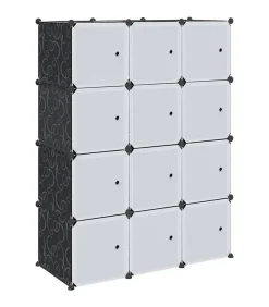 Opbergmeubel met 12 vakken en ophangstangen polypropeen